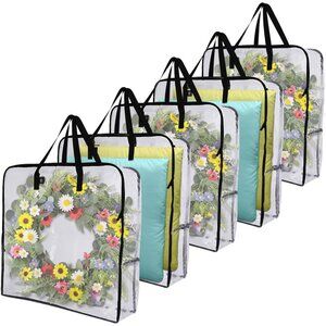 5 Pack Wreath Storage Bag, Spring, Summer, Christmas Decoration Garland Containe